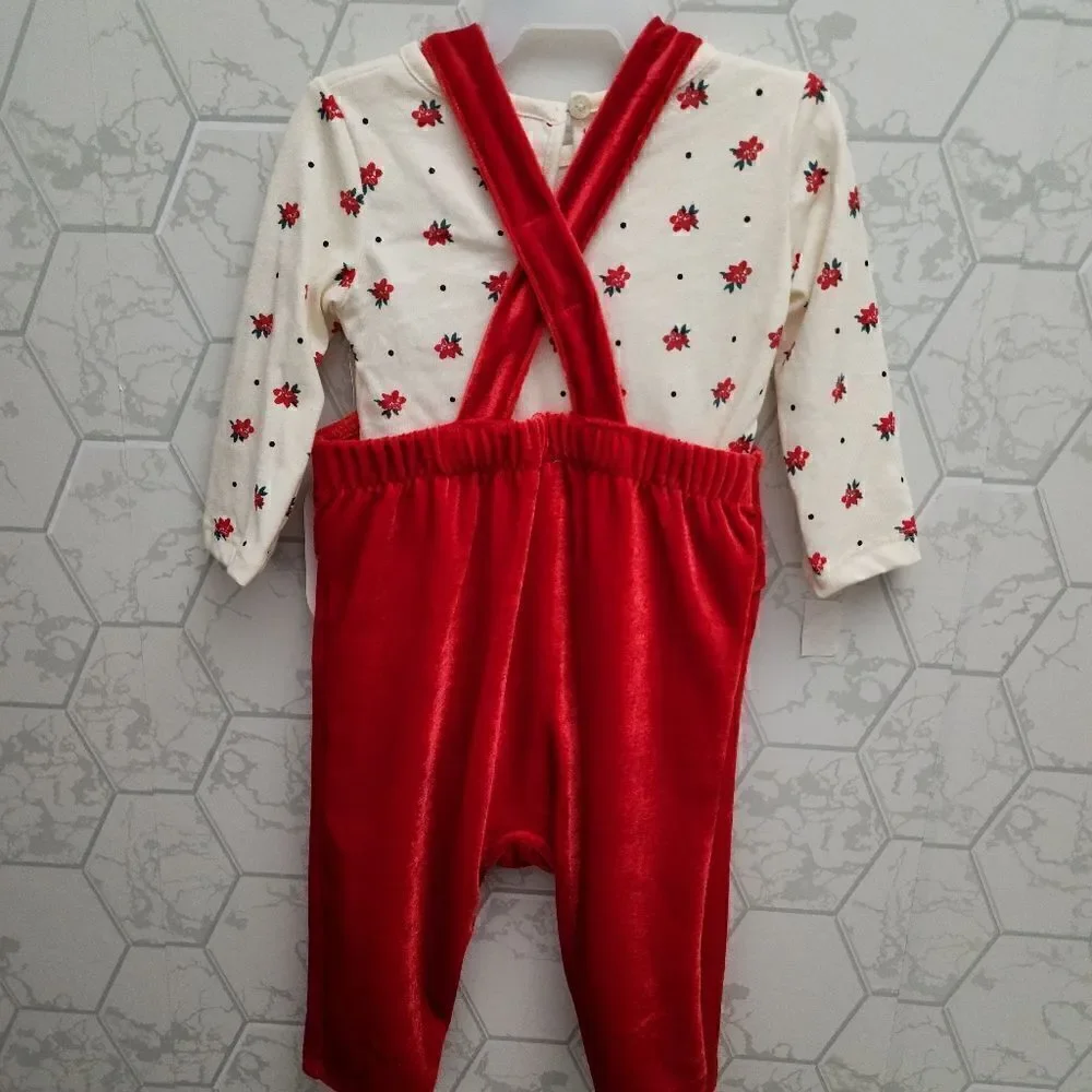New Baby Girl Christmas Holiday  Overall and Bodysuit Outfit